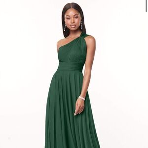 NWT Azazie Charlize Dress in Dark Green